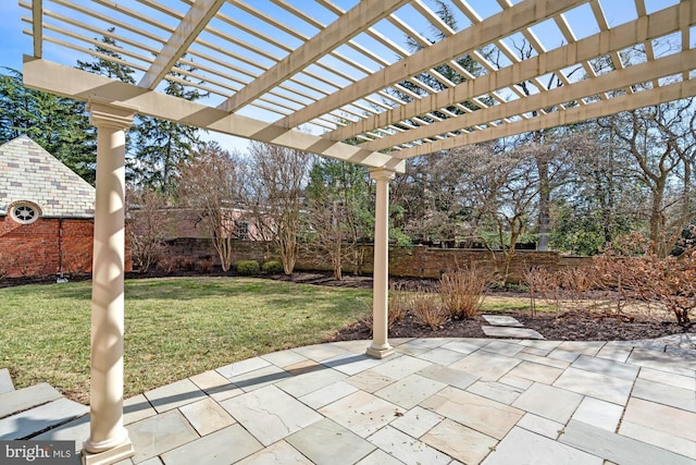 view of patio / terrace featuring a pergola