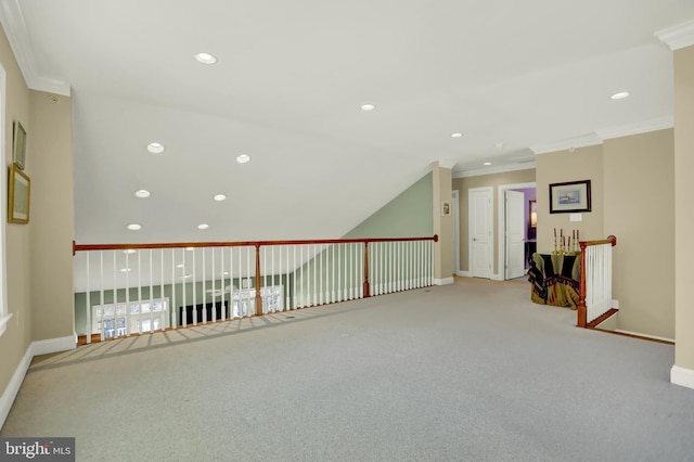 bonus room with recessed lighting, baseboards, and carpet floors