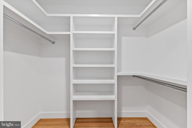 walk in closet featuring wood finished floors