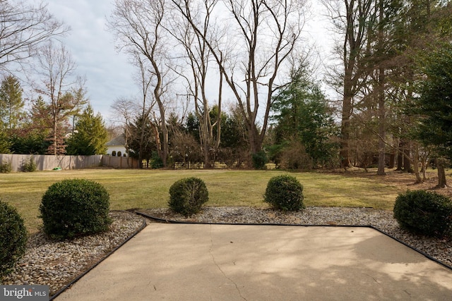 view of yard with a patio area and fence