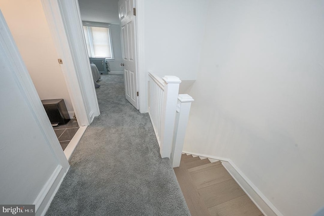 426 Hampden Rd, Upper Darby, PA 19082 - hallway featuring an upstairs landing, carpet flooring, and baseboards