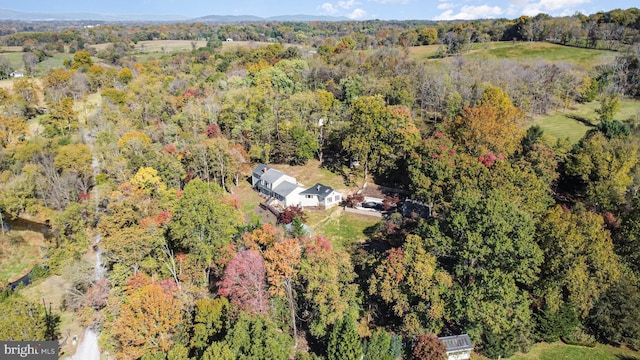 birds eye view of property with a view of trees