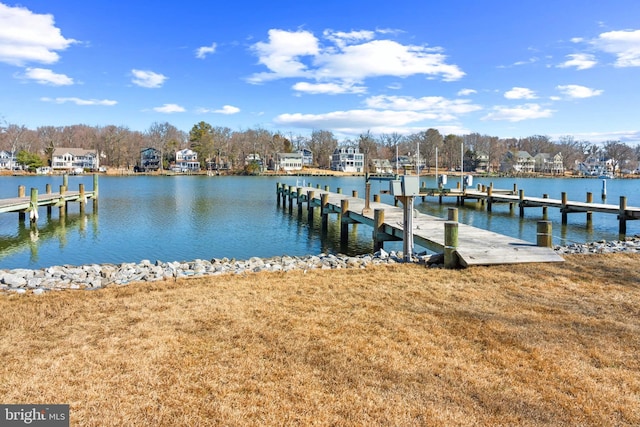 view of dock featuring a water view