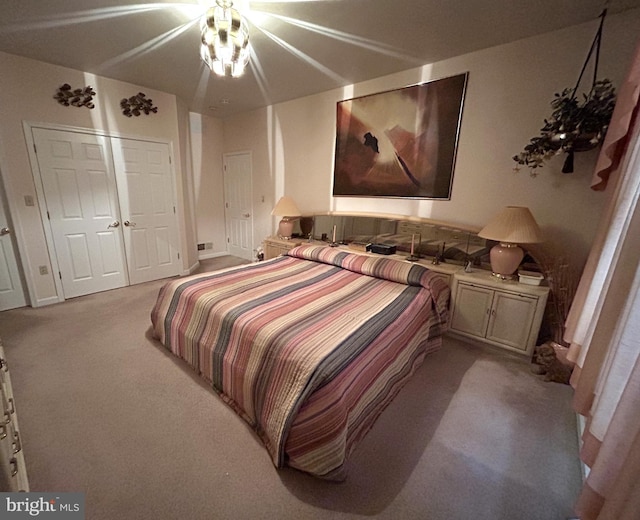 bedroom featuring a closet and carpet