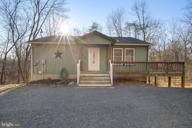 view of front of property featuring a deck