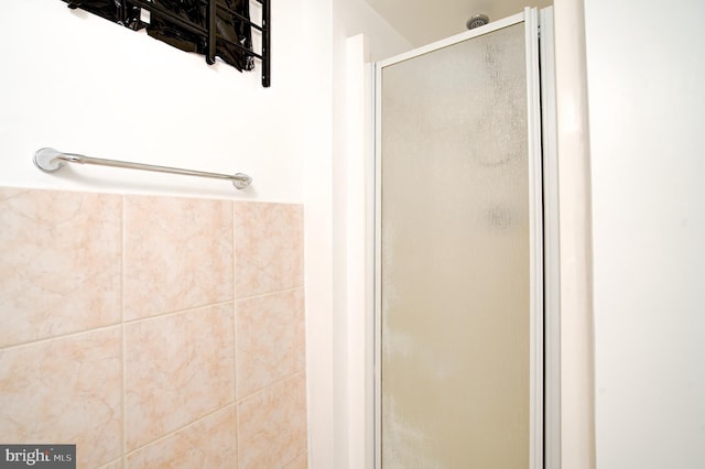 bathroom with a stall shower