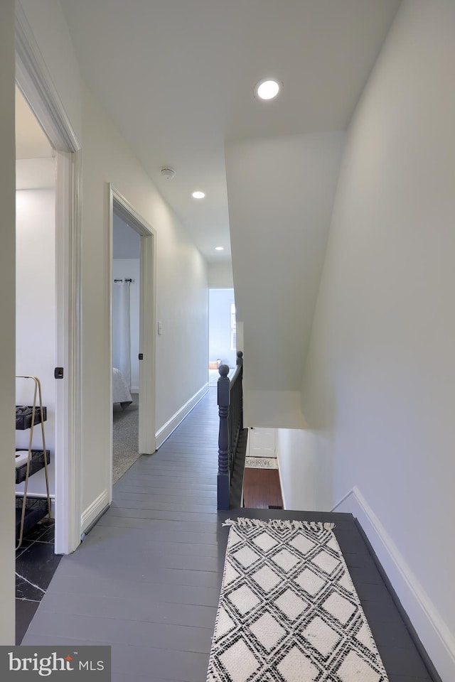 30 N Marshall St, Lancaster, PA 17602 - hallway with an upstairs landing, dark wood-style floors, baseboards, and recessed lighting