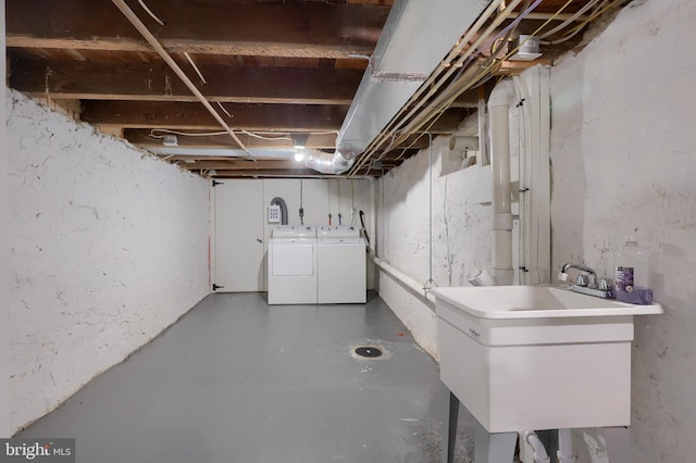 30 N Marshall St, Lancaster, PA 17602 - unfinished below grade area featuring independent washer and dryer and a sink