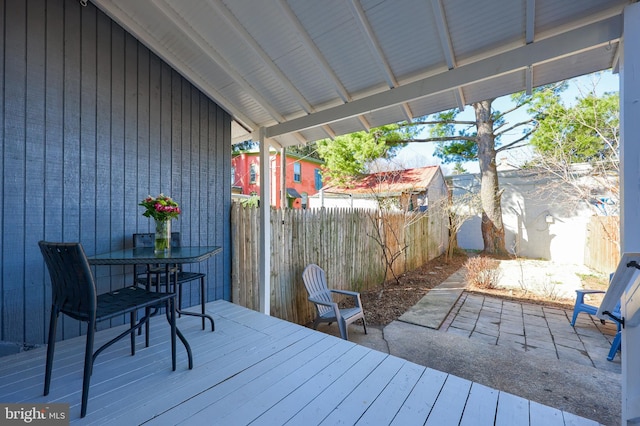 30 N Marshall St, Lancaster, PA 17602 - wooden deck with a patio area, fence, and outdoor dining space