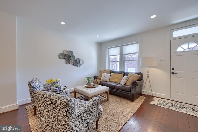 30 N Marshall St, Lancaster, PA 17602 - living room with baseboards, recessed lighting, and dark wood finished floors