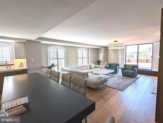 living area with wood finished floors