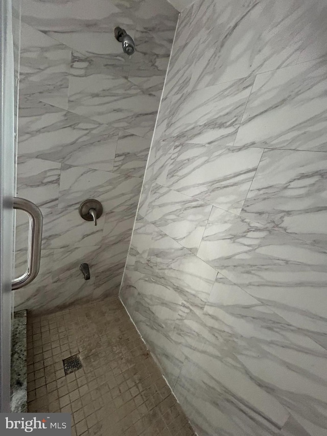 bathroom with a shower stall