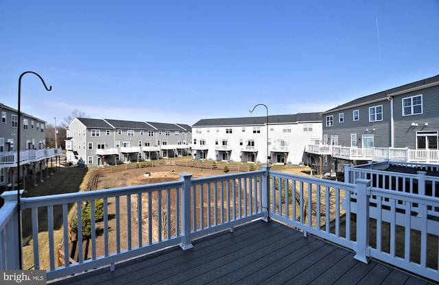 deck with a residential view