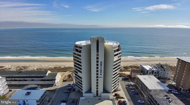 exterior space featuring a view of the beach