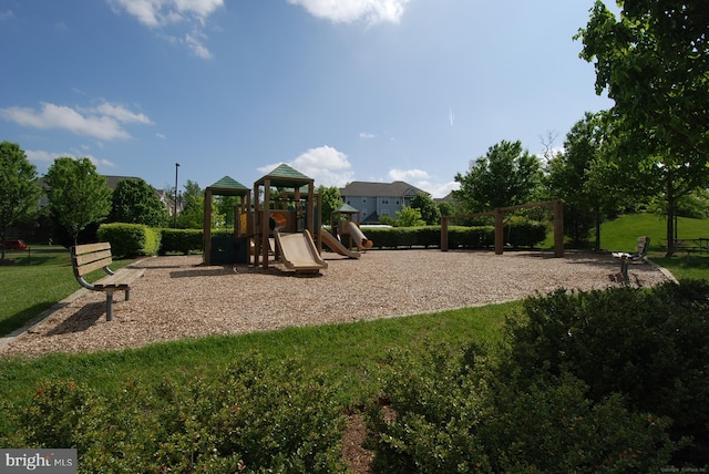 community playground with a lawn