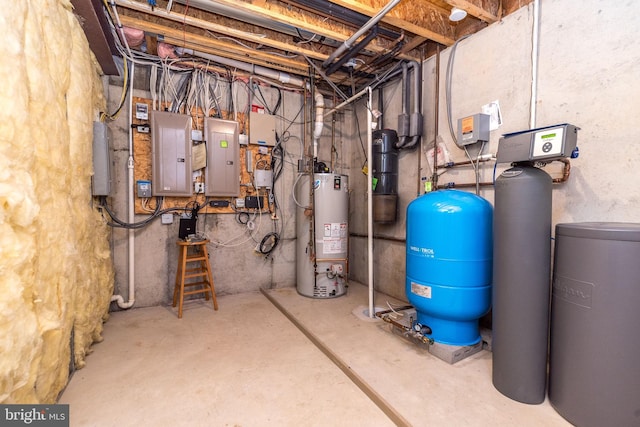 utilities with water heater and electric panel