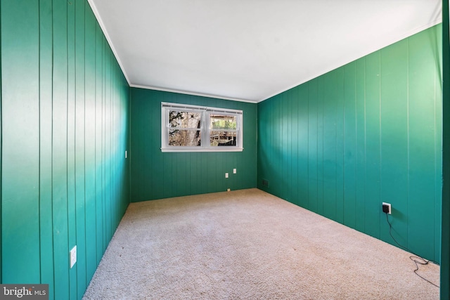 spare room with carpet floors and ornamental molding