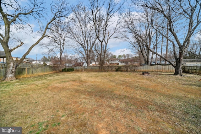 view of yard with a fenced backyard