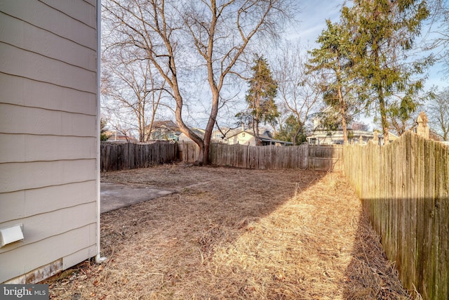 view of yard with a fenced backyard