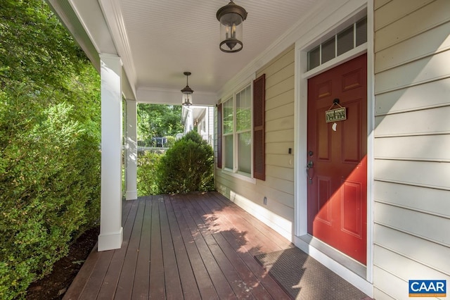 wooden deck with covered porch