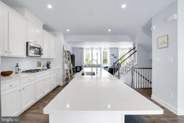 3802 Rock Spring Dr, Upper Marlboro, MD 20772 - kitchen featuring a sink, stainless steel appliances, a large island, open floor plan, and recessed lighting