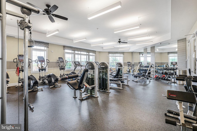 3802 Rock Spring Dr, Upper Marlboro, MD 20772 - exercise room featuring ceiling fan