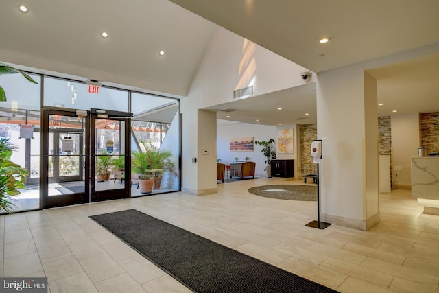 building lobby featuring visible vents