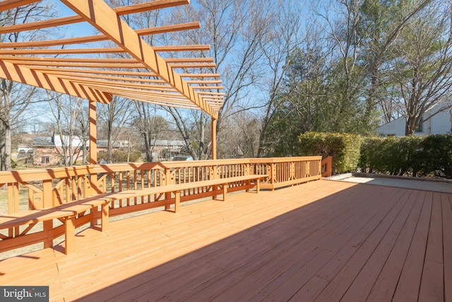 wooden terrace featuring a pergola