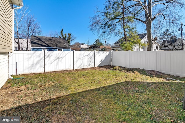 view of yard featuring a fenced backyard