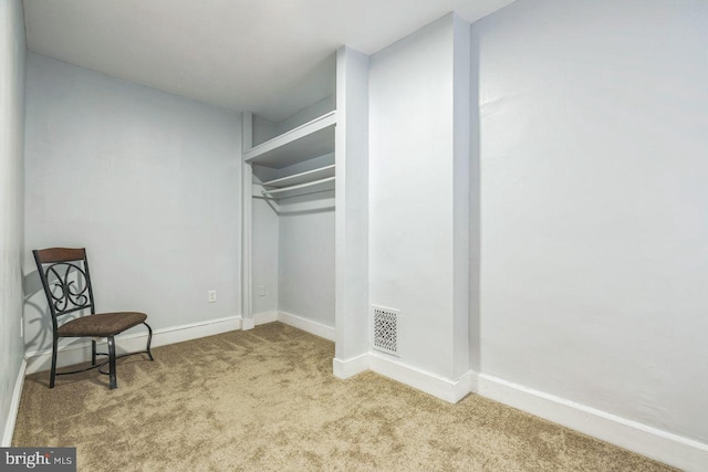 spacious closet featuring carpet floors and visible vents