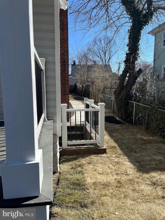 view of yard featuring fence