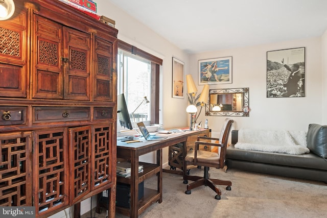 home office featuring carpet flooring