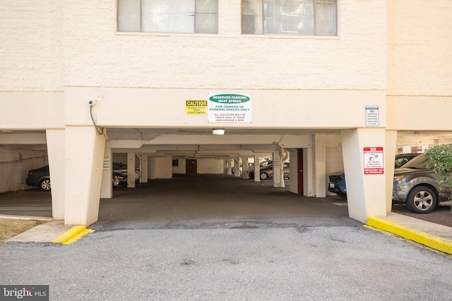 view of parking garage