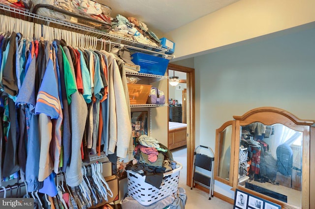 spacious closet with carpet floors