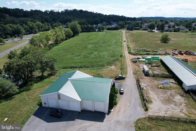 bird's eye view with a rural view