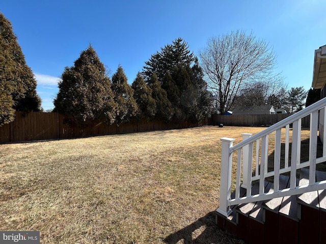 view of yard featuring a fenced backyard