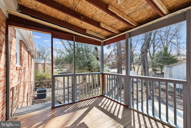 view of unfurnished sunroom