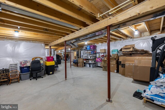 view of unfinished basement