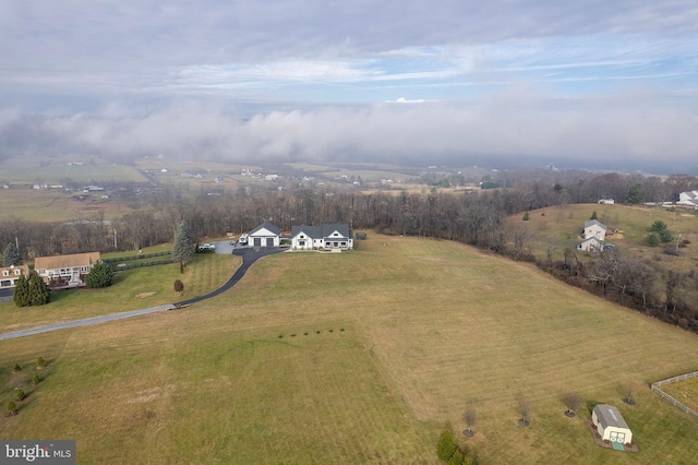 bird's eye view featuring a rural view