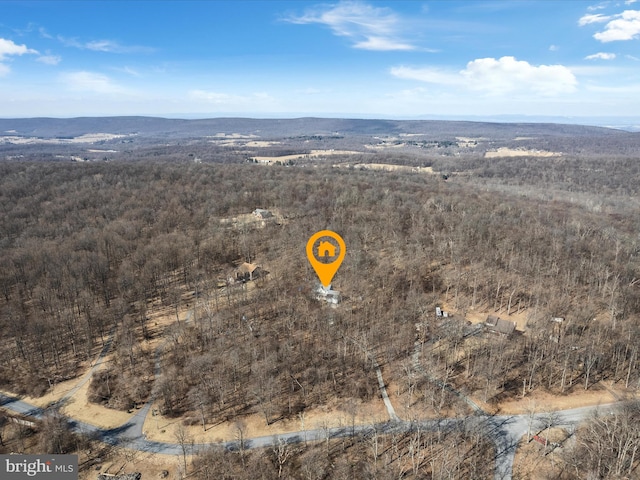 aerial view with a wooded view