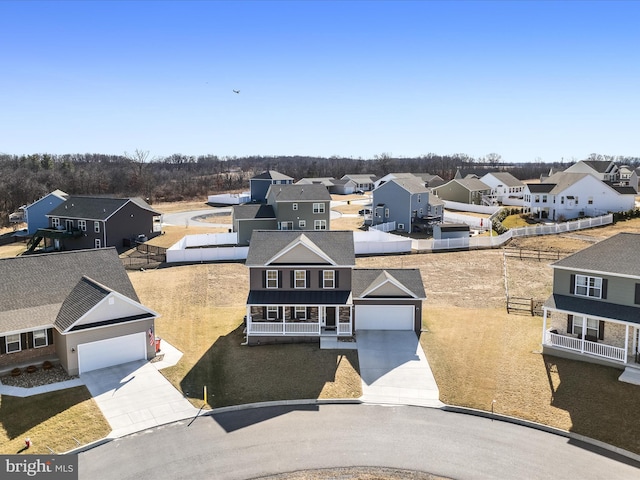 aerial view with a residential view