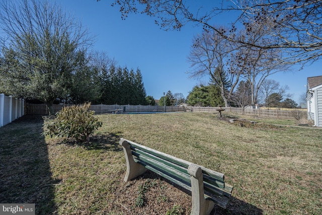 view of yard with a fenced backyard