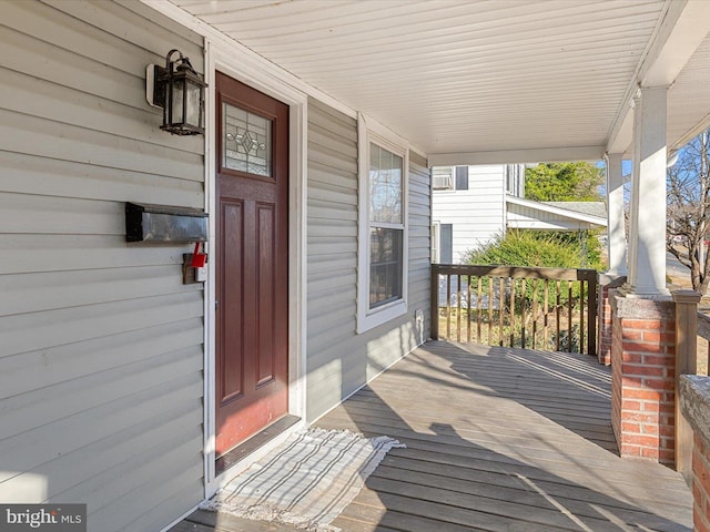 deck featuring a porch