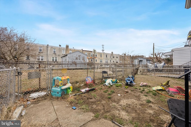 view of yard featuring a fenced backyard