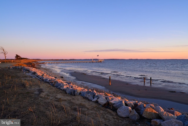 property view of water with a beach view