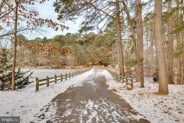 view of yard with a wooded view