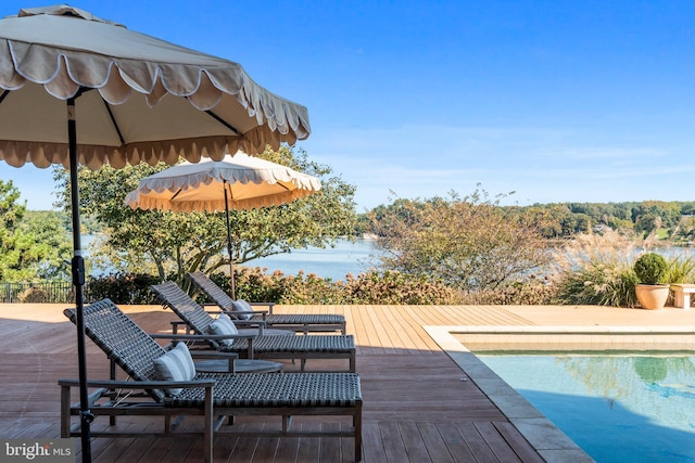 803 Coachway, Annapolis, MD 21401 - exterior space with a fenced in pool, fence, and a water view