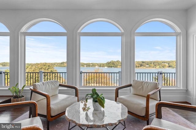 803 Coachway, Annapolis, MD 21401 - sunroom / solarium featuring wood finished floors and a water view