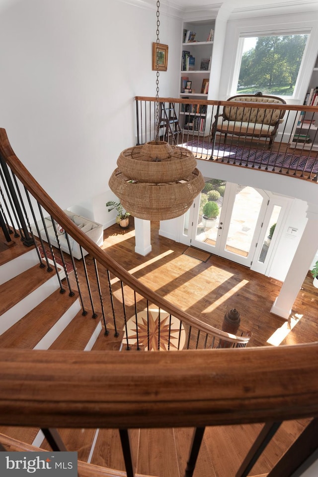 803 Coachway, Annapolis, MD 21401 - stairs with wood finished floors and french doors