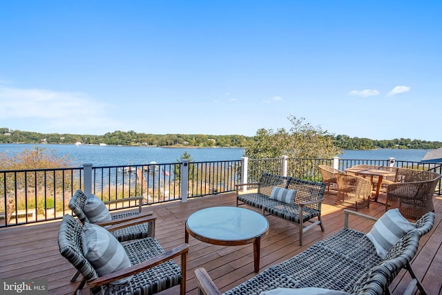 803 Coachway, Annapolis, MD 21401 - wooden deck featuring a water view and outdoor lounge area